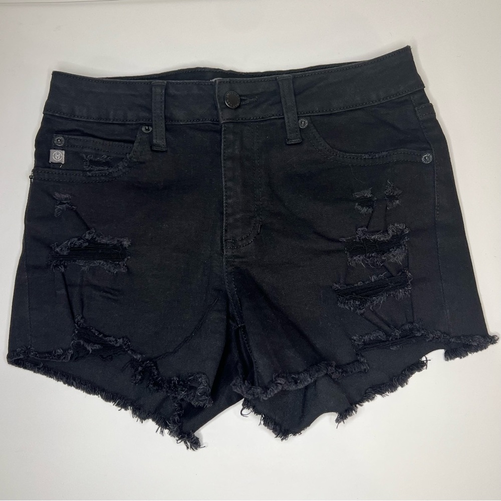 justusa / black distressed jean shorts size small